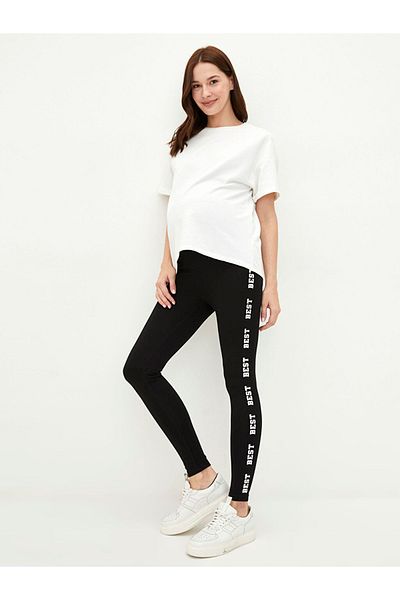 LC Waikiki LCWAIKIKI Maternity Umstandsleggings mit Bauchmuster und Textdruck