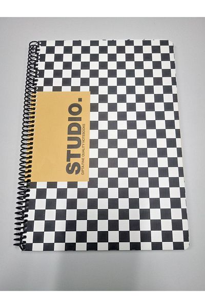 Gıpta Studio 80 Sheets A4 Spiral Checked Notebook Cardboard Cover