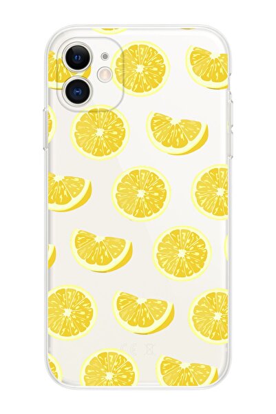 shoptocase Iphone 11 Şeffaf Lemons Desenli Telefon Kılıfı