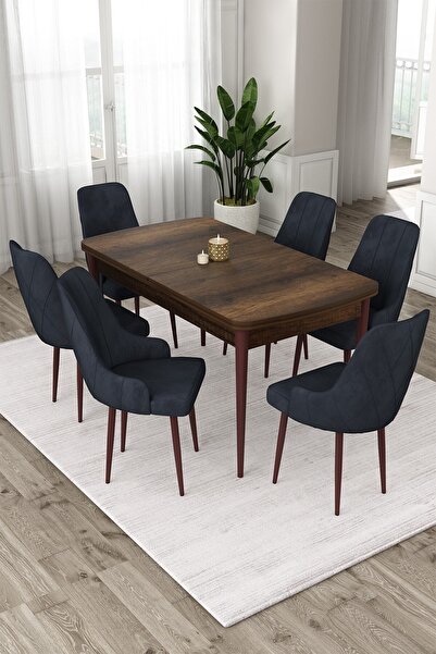 Canisa Eta Serisi 80x132 Mdf Açılabilir Masa Takımı Barok Ahşap Desen Masa 6 ...