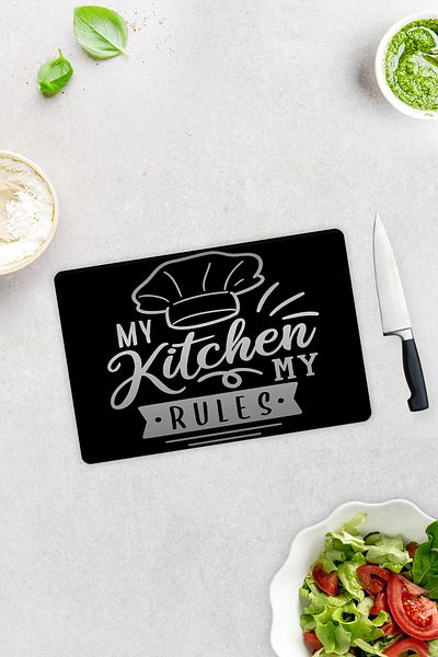 Decorita My Kitchen My Rules |   Glass Cutting Board - Glass Cutting Board |   20cm X 30cm