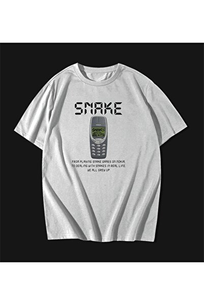 rebelberi Majica sa zmijskim printom u Y2K grunge stilu, velika unisex bela m...