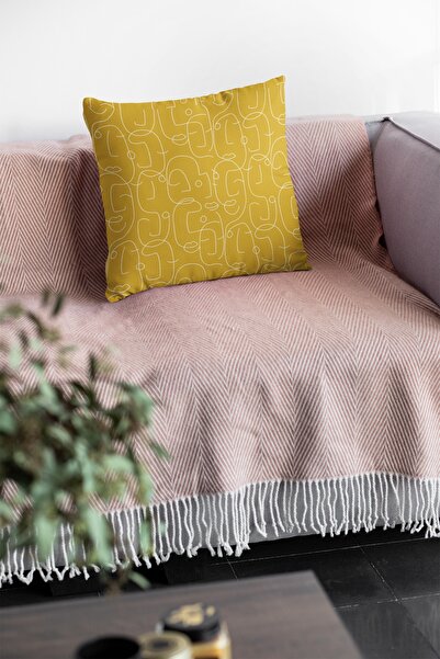 Viva Home 43x43cm Премиум пух от гъска, устойчива на петна, абстрактна двустранна калъфка за възглавница Krl035