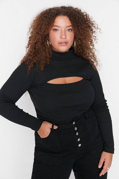 Trendyol Curve Plus Size Blouse - Black - Fitted