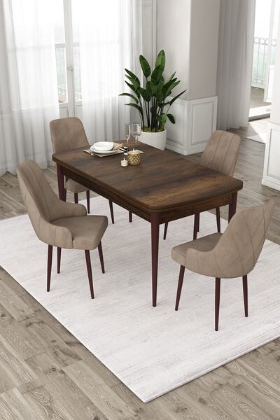 Canisa Eta Serisi, 80x132 Mdf Açılabilir Masa Takımı, Barok Ahşap Desen Masa ...