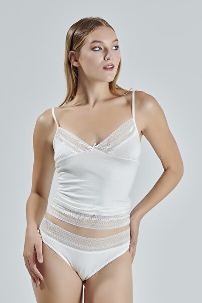 Alissa Women's Combed Cotton White Undershirt Panties Camisole Set Women's Underwear Set