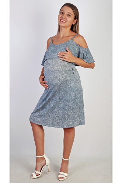 famous Hamile Elbisesi Ip Askılı Çiçek Desenli Viskon