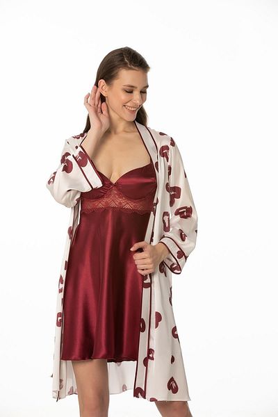 Pierre Cardin Satin Printed Nightgown & Dressing Gown Set - 2406