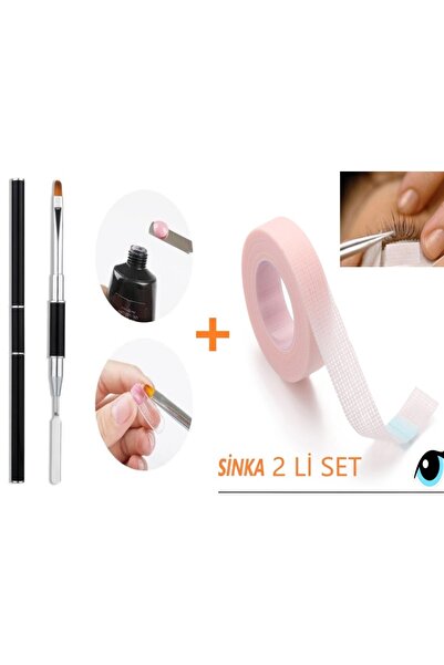 SİNKA Poly Jel Uygulama Fırça Spatula Çift Yönlü + Ipek Kirpik Bant Kirpik Gö...