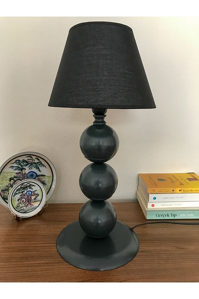 asellus Munis Series 3 Ball Lampshade Anthracite Table Lamp, Decoration Lamp, Fabric Head Lampshade, Lampsh