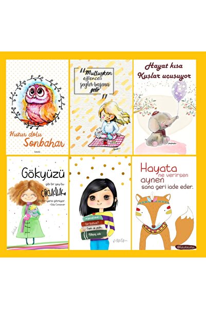 Fatofotofan مجموعة بطاقات شعار الخريف مكونة من 6 قطع