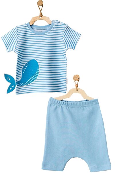 andywawa Erkek Bebek Balina Motifli Mavi Alt Üst Takım Ac21564r
