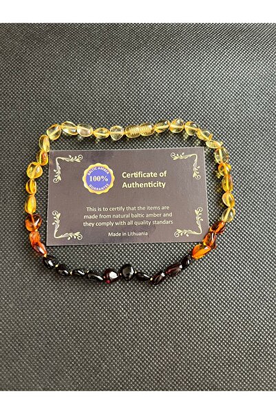 Kehribarstore Doğal Damla Kehribar Bebek Kolye Çift Renk Unisex (SERTİFİKALI)