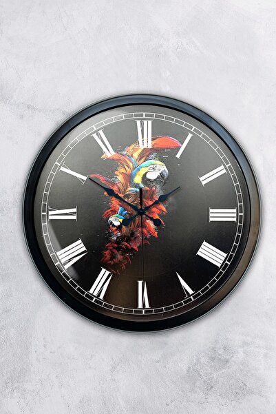 Platin Saat هدية ساعة حائط ببغاء معدني أسود مقاس 40 سم