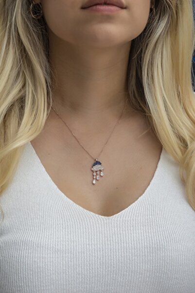 Nereze 925 Ayar Gümüş Yağmur Bulutu Damlacık Kolye