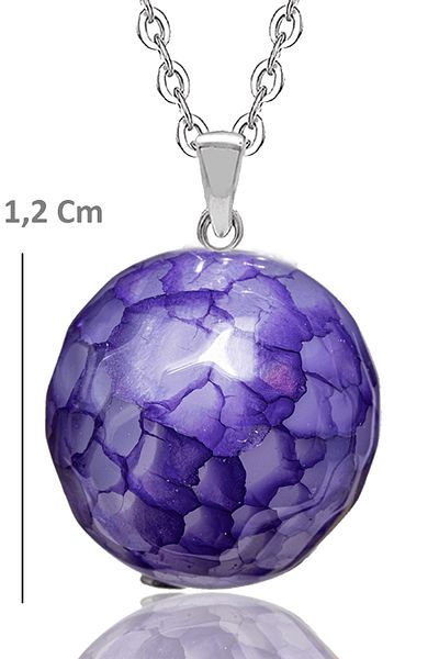 Tesbih Atölyesi Certified Faceted Veined Purple Agate Natural Stone Necklace