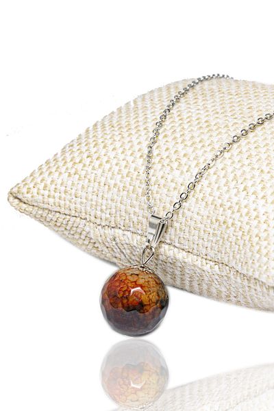 Tesbih Atölyesi Certified Faceted Natural Color Agate Stone Necklace