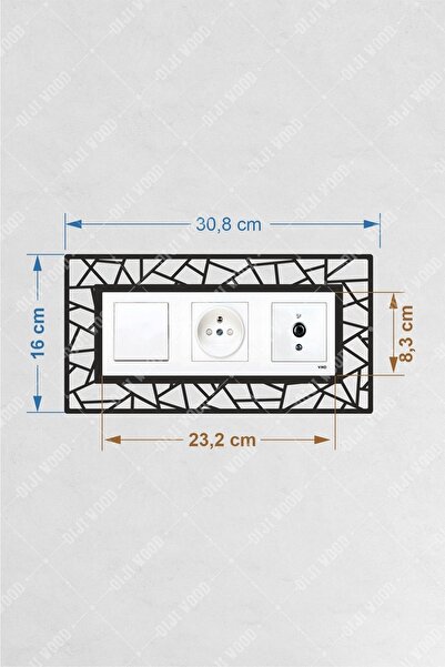 Diji Wood Prizma Dekoratif 3 'lü Priz Çerçevesi