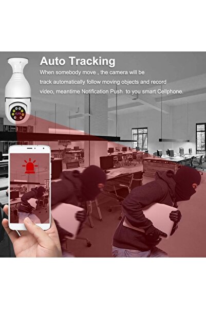 Buffer Wifi 360 Panoramik Ampul Kamera Gece Görüş Ses Akıllı Hareket Algılayıcı