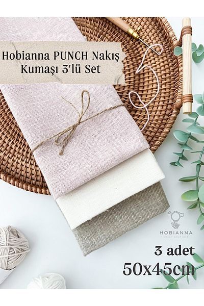Hobianna Σετ υφασμάτων κεντήματος Punch 3 τεμ