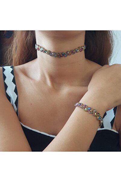 Handmade By HLY Handmade Mixed Crystal Color Choker Set
