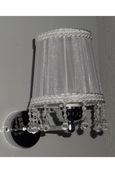 TEKAY AYDINLATMA Beyaz Boncuklu Aplik Şeffaf Taşlı