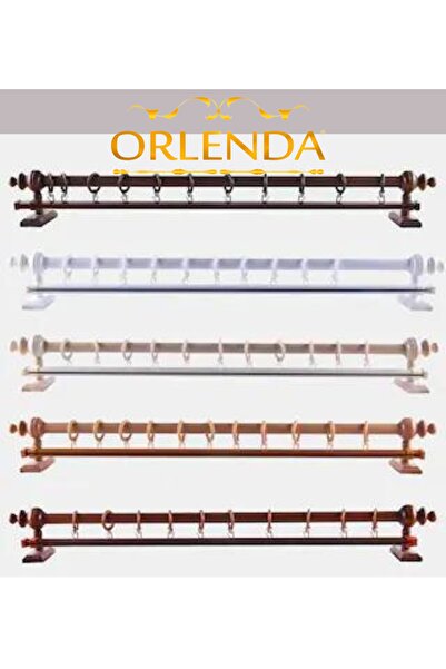 Orlenda Ahşap Başlıklı Alminyum Boru Rustik Perde Askısı Tek Raylı 250cm