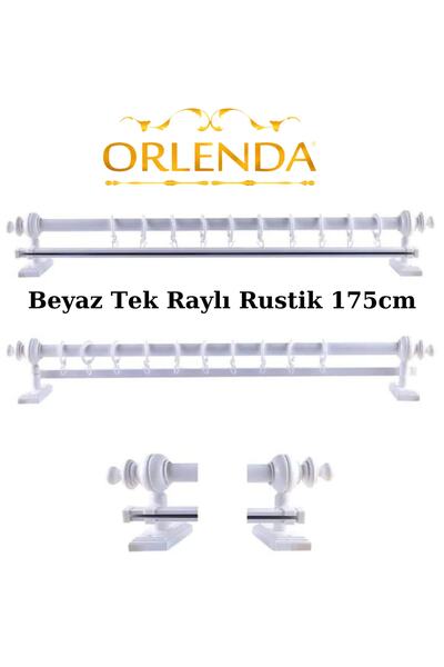 Orlenda Suport pentru perdele rustic din aluminiu cu cap din lemn, șină simpl...