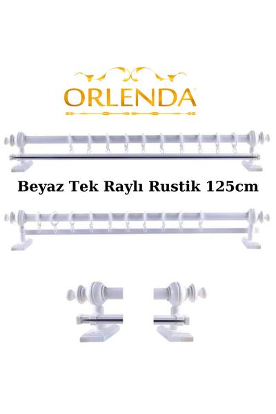Orlenda Suport pentru perdele rustic din aluminiu cu cap din lemn, șină simpl...