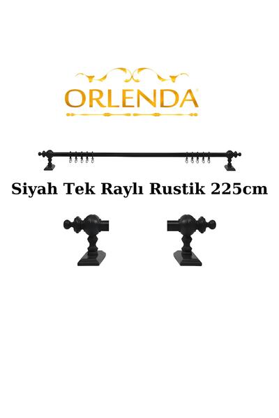 Orlenda Suport pentru perdele rustic din aluminiu cu cap din lemn, șină simpl...