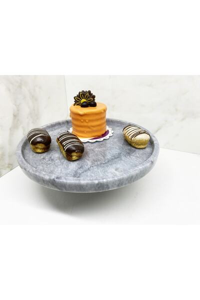 Modestmar Natural Black Marble Cake Presentation Stand with Gray Legs