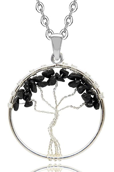 Tesbih Atölyesi Certified Black Tourmaline Tree of Life Necklace