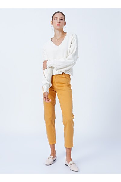 LİMON COMPANY Lemon Нормална талия Mom Fit Горчица Дамски панталони Scorpion