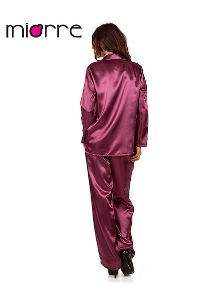 Miorre Women's Long Sleeve Front Buttoned Satin Pajama Set