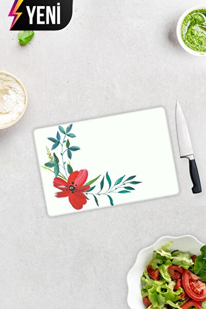 Decorita Flower Motif Patterned |   Glass Cutting Board - Glass Cutting Board |   20cm X 30cm