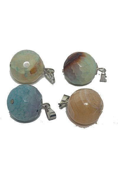 Tesbih Atölyesi Certified Faceted Natural Color Agate Stone Necklace