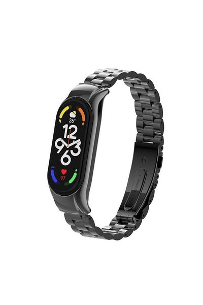 Fibaks Xiaomi Mi Band 7 Compatible Metal Body Link Stainless Steel Smart Watch Band Strap Bracelet