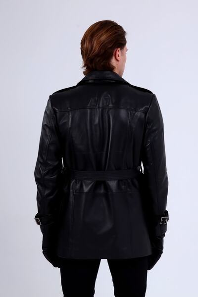 CE-YIL DERİ ÜRÜNLERİ Erkek Hakiki Deri Trençkot