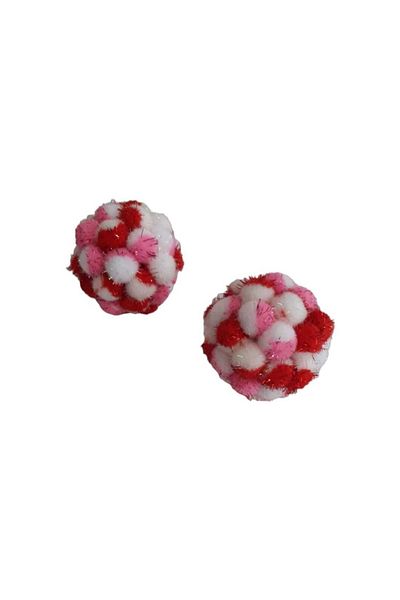 Be Cat Cat Play Ball with Sound Colorful Pompom & Glitter Colorful Pompom Special Design Cat Ball Set (2 Pieces)