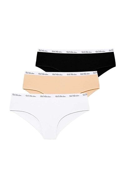 U.S. Polo Assn. Ψηλόμεσο βαμβακερό Lycra Γυναικείο σορτς - Ασπρόμαυρο δέρμα