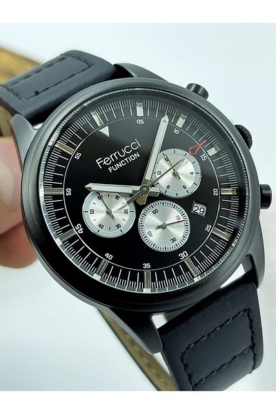 Ferrucci Functions Active 3 Atm Waterproof Original Leather Cord Men's Wrist Watch