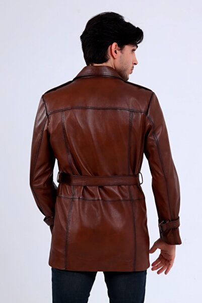 CE-YIL DERİ ÜRÜNLERİ Erkek Hakiki Deri Trençkot