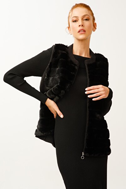 Butik Triko Plush Combination Knitwear Short Vest