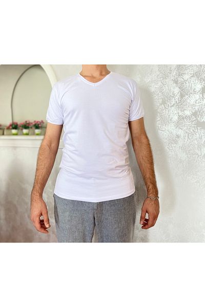 Betimoda Ανδρικό μπλουζάκι με λαιμόκοψη V με κοντό μανίκι 2 τεμαχίων λευκό