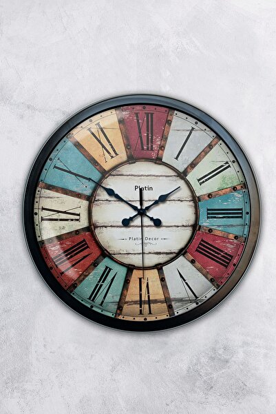 AİB STORE هدية ساعة حائط ريترو معدنية سوداء مقاس 40 سم