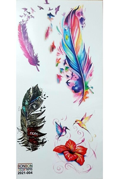 TATTOO TEMPORARY Trendonline Renkli Tüy Geçici Dövme