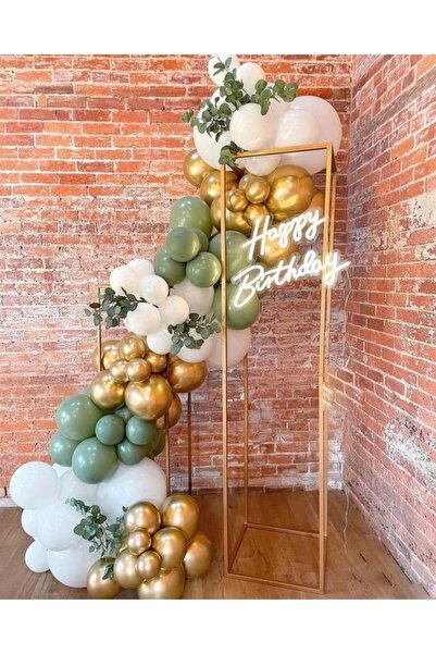TATLI GÜNLER 50 Adet Küf Yeşili , Beyaz , Krom Gold Balon Zinciri