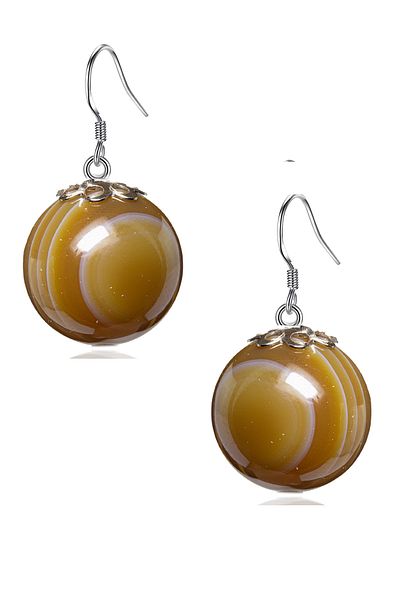 Tesbih Atölyesi Certified Brown Agate Stone Natural Stone Earrings