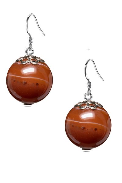 Tesbih Atölyesi Certified Orange Agate Stone Natural Stone Earrings