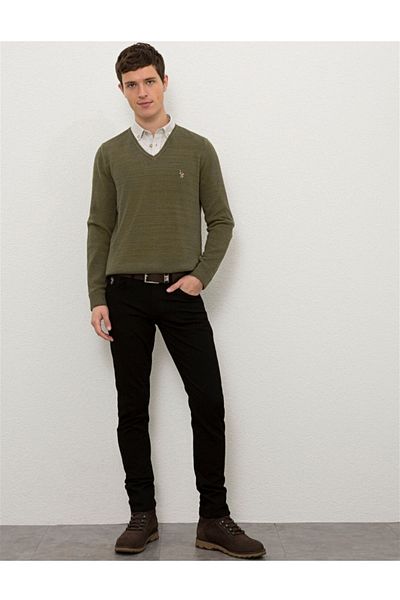 U.S. Polo Assn. Men's Khaki V-Neck Knitwear Sweater